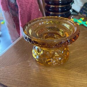 Amber Glass Candle Holder
